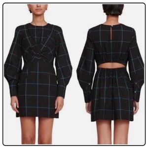 Staud Windowpane Cutout Back Dress